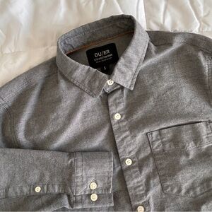 DU/ER 9-to-9 Button Down Shirt Mens Large S Gray Performance Oxford Dress Casual